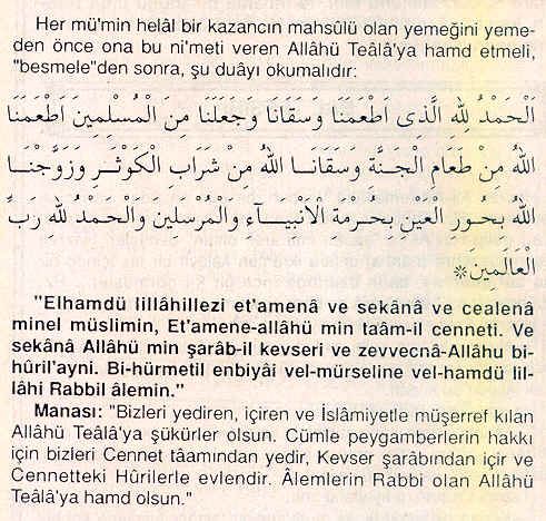 Kısa türkçe yemek duası