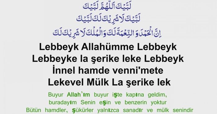 Arapça Türkçe Lebbeyk Duası